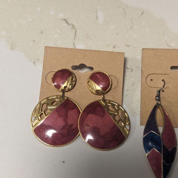 3 piece set of handmade metal abstract stud earrings - Picture 4 of 5